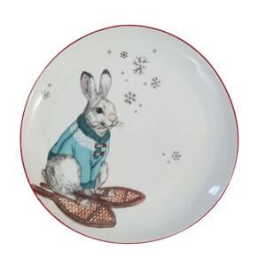West Elm Rachel Kozlowski Dapper Animal Winter Rabbit Snowshoes Plate Salad